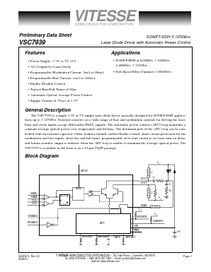 VSC7939RP Datasheet PDF Vitesse Semiconductor