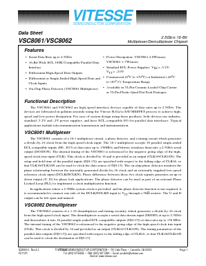 VSC8061QH Datasheet PDF Vitesse Semiconductor