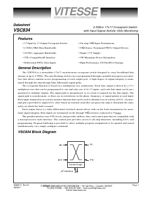 VSC834 Datasheet PDF Vitesse Semiconductor