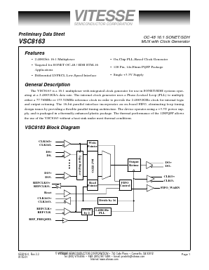 VSC8163 Datasheet PDF Vitesse Semiconductor