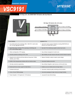 VSC9191 Datasheet PDF Vitesse Semiconductor