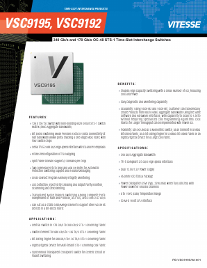 VSC9192 Datasheet PDF Vitesse Semiconductor