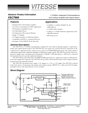 VSC7969YD1 Datasheet PDF Vitesse Semiconductor