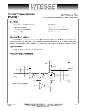 VSC7991X Datasheet PDF Vitesse Semiconductor
