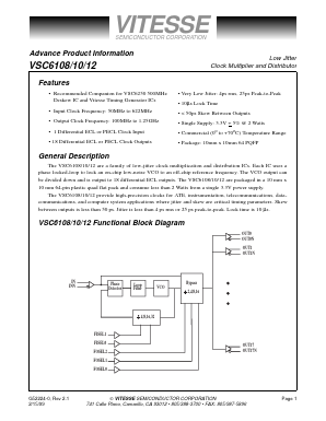 VSC6112 Datasheet PDF Vitesse Semiconductor