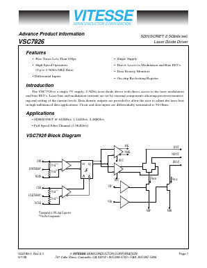 VSC7926KFL Datasheet PDF Vitesse Semiconductor