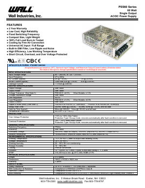 PSS60 Datasheet PDF Wall Industries,Inc.