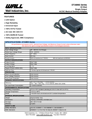 DTAM060A1Y12X Datasheet PDF Wall Industries,Inc.