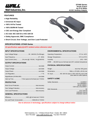 DTA065A1Y24FX Datasheet PDF Wall Industries,Inc.