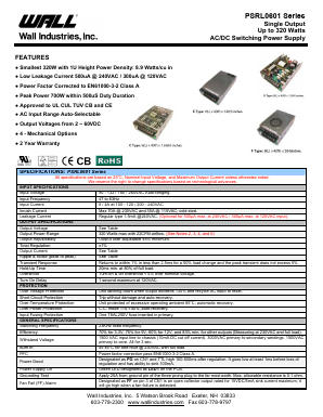 PSRL0601X-48 Datasheet PDF Wall Industries,Inc.