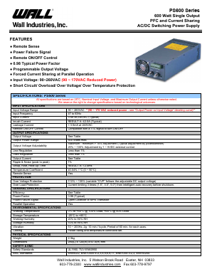PS600S-P005 Datasheet PDF Wall Industries,Inc.