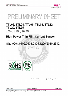 TTL25MRR020DTL Datasheet PDF WALSIN TECHNOLOGY CORPORATION