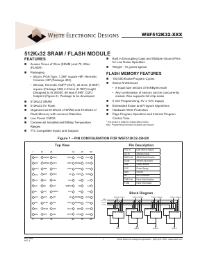 WSF512K32-29H2I Datasheet PDF White Electronic Designs Corporation