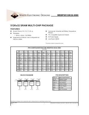 WEDPS512K32-17BI Datasheet PDF White Electronic Designs Corporation