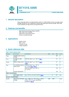 BT151S-500R Datasheet PDF WeEn Semiconductors