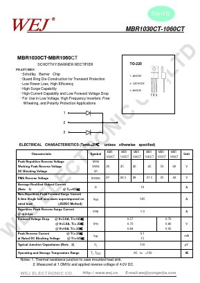 MBR1040CT Datasheet PDF WEJ ELECTRONIC CO.