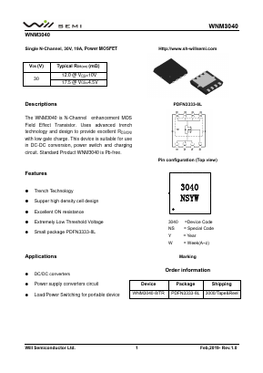 WNM3040-8/TR Datasheet PDF Will Semiconductor Ltd.