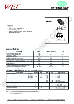 BAT43WS Datasheet PDF SHENZHEN YONGERJIA INDUSTRY CO.,LTD