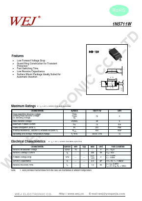 1N5711W Datasheet PDF SHENZHEN YONGERJIA INDUSTRY CO.,LTD