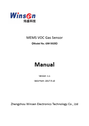GM-502B Datasheet PDF Zhengzhou Winsen Electronics Technology Co., Ltd.