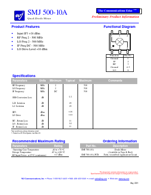 SMJ500-10A-PCB Datasheet PDF WJ Communications => Triquint