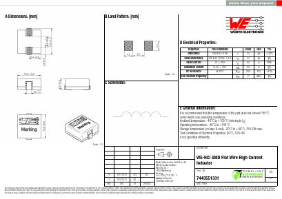 7443551331 Datasheet PDF Wurth Elektronik GmbH & Co. KG, Germany.
