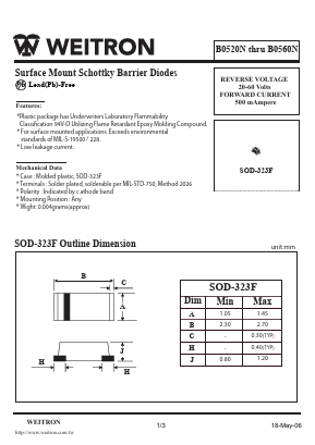 B0520N Datasheet PDF Weitron Technology