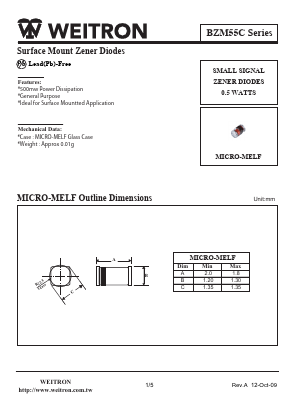 BZM55C91 Datasheet PDF Weitron Technology