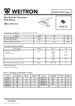 MMUN2116 Datasheet PDF Weitron Technology