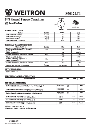 S9012LT1 Datasheet PDF Weitron Technology