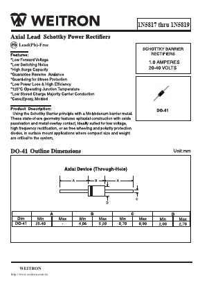 1N5818 Datasheet PDF Weitron Technology