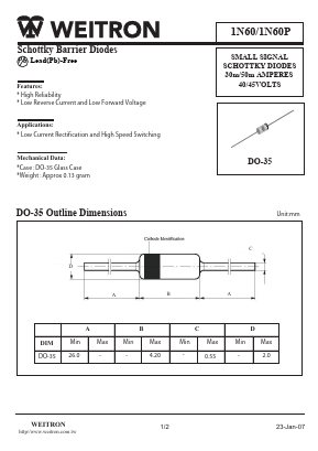1N60 Datasheet PDF Weitron Technology