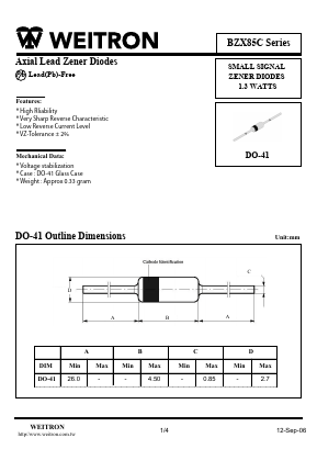 BZX85C3V3 Datasheet PDF Weitron Technology