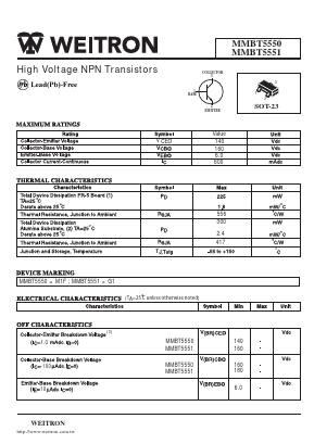 MMBT5551 Datasheet PDF Weitron Technology
