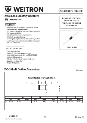 SR3100 Datasheet PDF Weitron Technology