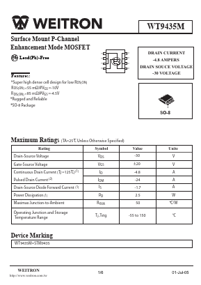 STM9435 Datasheet PDF Weitron Technology