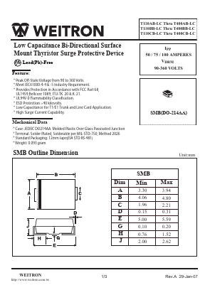 T400BB-LC Datasheet PDF Weitron Technology
