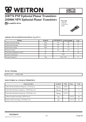 2SD886 Datasheet PDF Weitron Technology