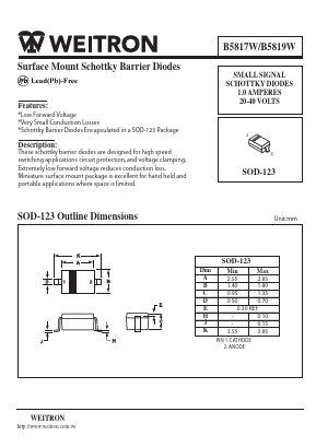 B5817W Datasheet PDF Weitron Technology