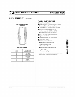 WPS512K8V-XRJX Datasheet PDF White Electronic Designs => Micro Semi