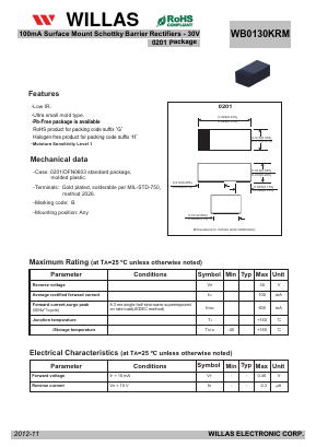 WB0130KRM Datasheet PDF Willas Electronic Corp.