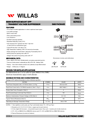 SMBJ70 Datasheet PDF Willas Electronic Corp.