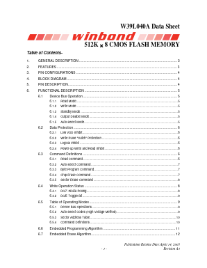 W39L040AP90B Datasheet PDF Winbond