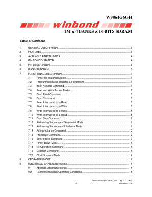 W9864G6GH Datasheet PDF Winbond