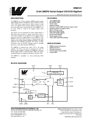 WM8181 Datasheet PDF Wolfson Microelectronics plc