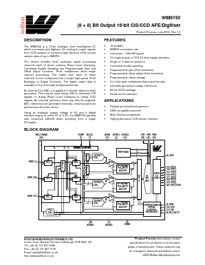 WM8192 Datasheet PDF Wolfson Microelectronics plc