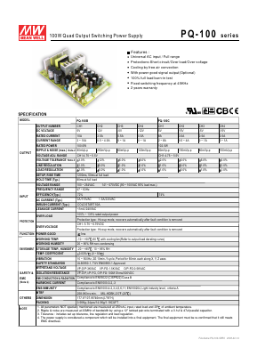 PQ-100 Datasheet PDF XP Power Limited