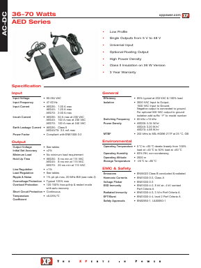 AED70US18 Datasheet PDF XP Power Limited