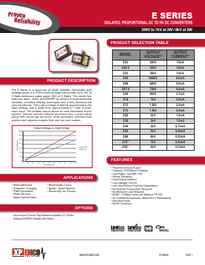 E20 Datasheet PDF XP Power Limited