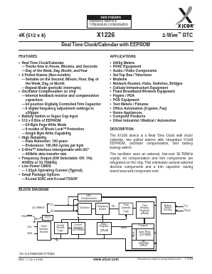 X1226 Datasheet PDF Xicor -> Intersil